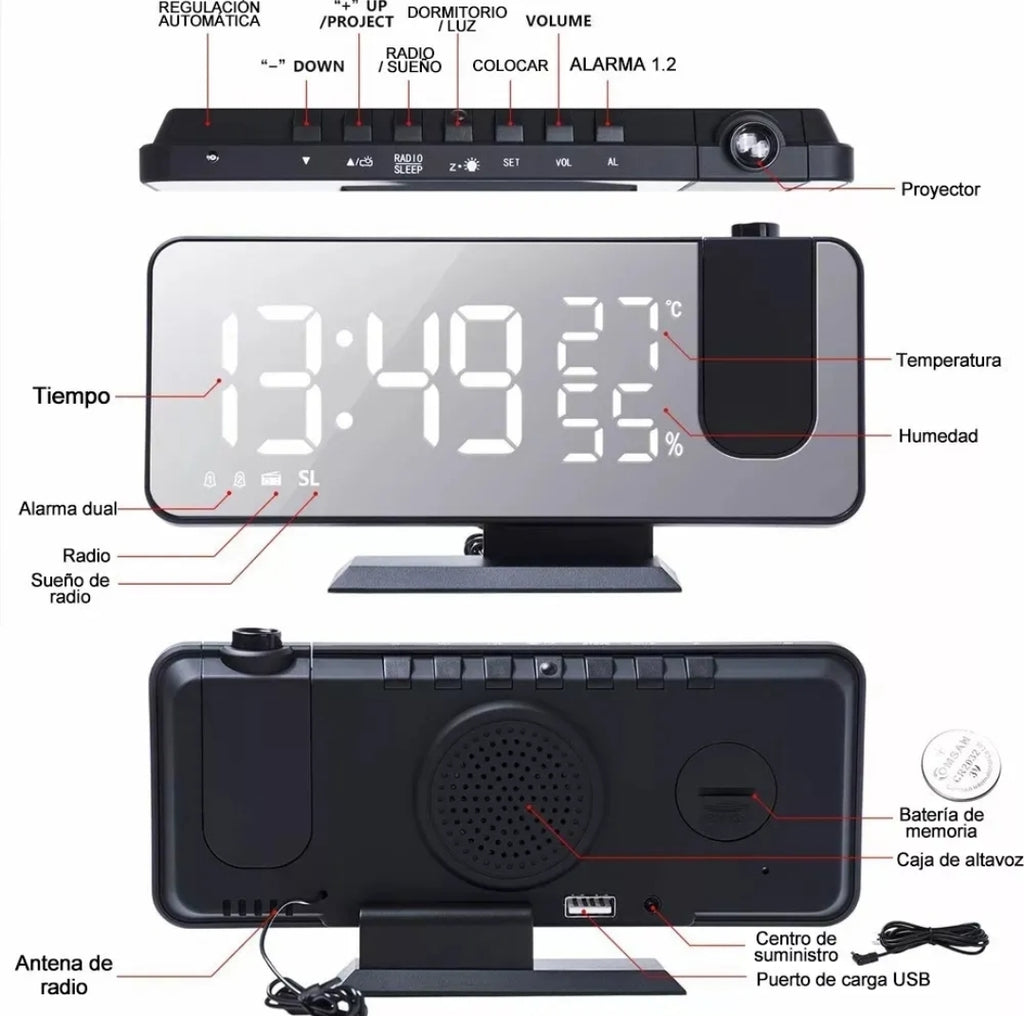 RELOJ PROYECTOR LED